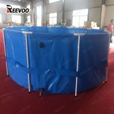Dumaloq PVX yig'iladigan baliq tanki 10000L Moviy katlama baliq hovuzlari