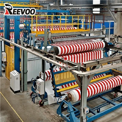 quyosh soyabon uchun laminatlangan PVX chiziqli ayvon brezent material